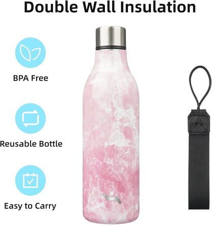 Insulated Water Bottle with Strap, 25 oz Double Wall Stainless Steel Vacuum - Image 3