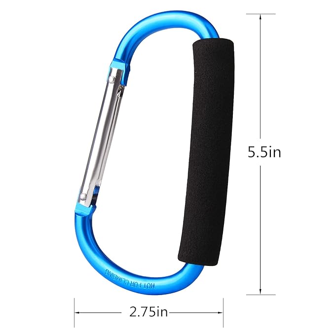 4 Pack Large Carabiner 5.5" D Style Click and Carry Bag Carrier Stroller Hooks - Image 2