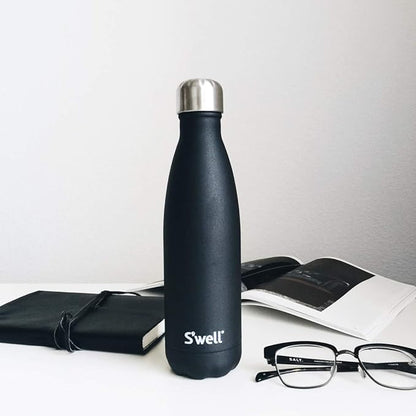 S’well Stainless Steel 17oz Water Bottle, Onyx Black, Triple-Layer Vacuum - Image 2