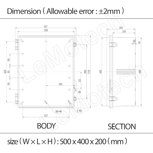 LeMotech Electrical Box, IP67 Waterproof Hinged Cover Stainless Steel Latch - Image 8