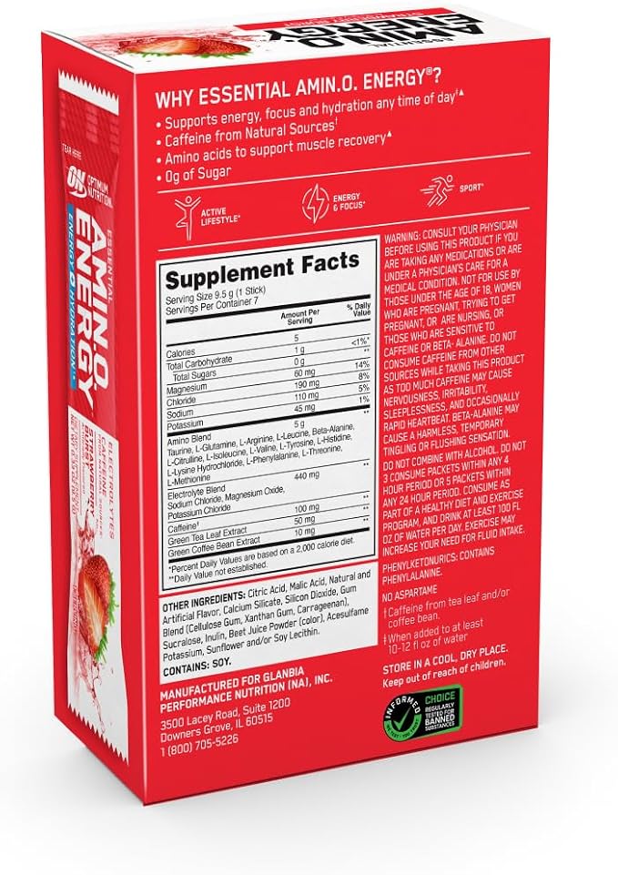 Optimum Nutrition Essential Amino Energy Plus Electrolytes Stick Packs - Image 9
