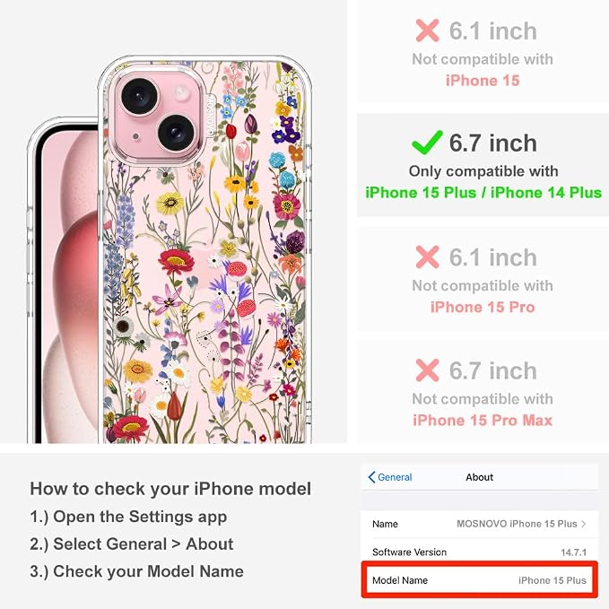 MOSNOVO Case for iPhone 15 Plus/iPhone 14 Plus - Image 2