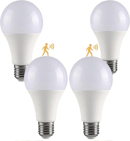 GEPLAD 4-Pack Upgrade Motion Sensor LED Light Bulbs 12W, A19 E26 Dusk to Dawn by GEPLAD