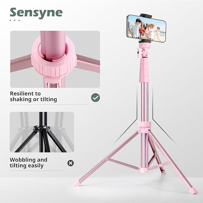 SENSYNE 72" Phone Tripod & Selfie Stick, Extendable Cell Phone Tripod Stand - Image 5