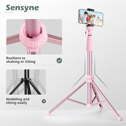 SENSYNE 72" Phone Tripod & Selfie Stick, Extendable Cell Phone Tripod Stand - Image 5