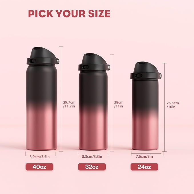 POWCAN 40 oz Stainless Steel Water Bottle: 2-in-1 Push-Button Spout & - Image 8