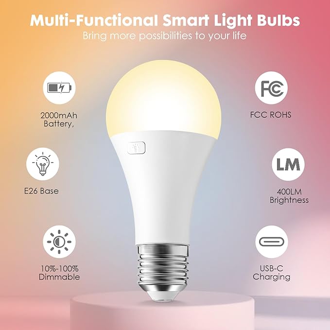 2Pack E26 Rechargeable Light Bulbs - Image 6