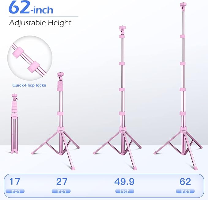 Sensyne 62" Phone Tripod & Selfie Stick, Extendable Cell Phone Tripod Stand - Image 4
