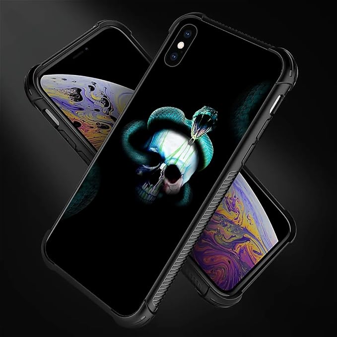 for iPhone Xs Max Case, Skeleton Winding Snake Pattern Graphic Design Girl Boy - Image 5