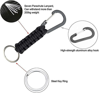 BRAVESHINE Paracord Keychain Carabiner Clip, D Ring Lanyard Hanger Stroller Hook - Image 2