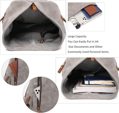 KL928 PU Leather Vintage Backpack – Large Casual Daypack Outdoor Travel - Image 4
