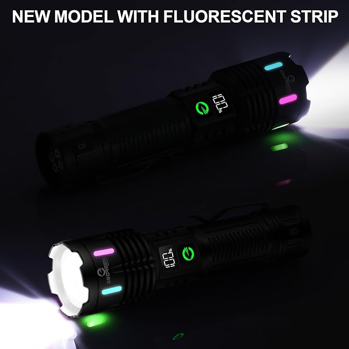 Esgreen Rechargeable Flashlights High Lumens 100000 Single 2 Modes, Super - Image 2