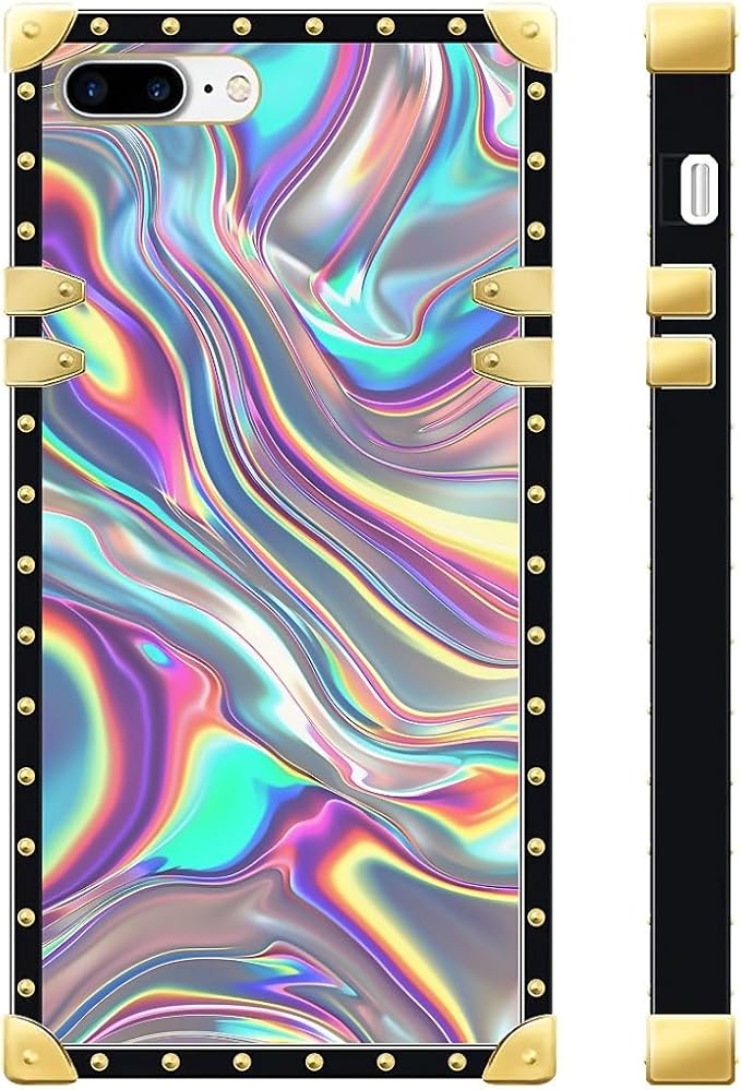 Compatible with iPhone 8 7 SE Case, Holographic Abstract Iridescent Textures - Image 2