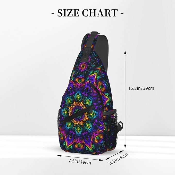 Psychadelic Trippy Art Sling Bag Crossbody Travel Hiking Chest Backpack - Image 3