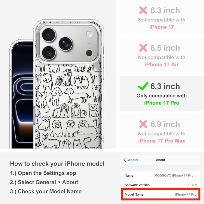 MOSNOVO for iPhone 17 Pro Case | Military Grade 6.6ft Drop Tested | Camera - Image 2