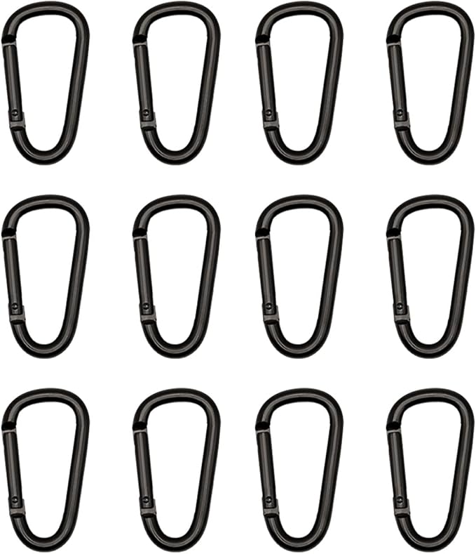 Black Carabiner Clip, Includes Mini 2 Inch Carbineers, Small 2.3" D Ring Clip by Unknown