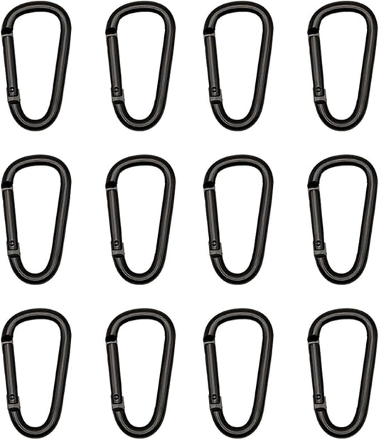 Black Carabiner Clip, Includes Mini 2 Inch Carbineers, Small 2.3" D Ring Clip by Unknown