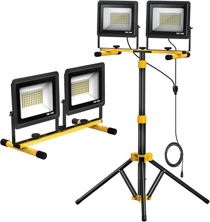 Upgraded LED Work Lights with Stand, 2-Head Adjustable Work Light, Waterproof by SOARFLY