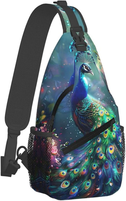 Peacock Sling Bag For Women Men Fashion Backpack Crossbody Beautiful Peacock - Image 2
