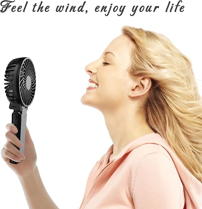 HandFan 5200mAh Portable Fan Handheld, 6 Speeds Hand Held Fan 180° Foldable - Image 2