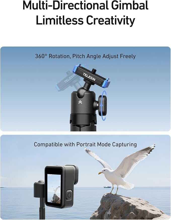 TELESIN 40cm/15.7'' Mini Selfie Stick Tripod Compatible - Image 4