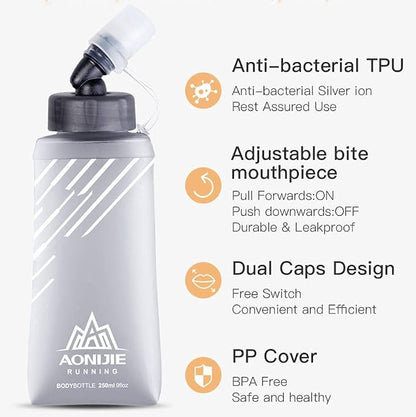 AONIJIE TPU Soft Flask Water Bottle Collapsible Running Flask - Image 4