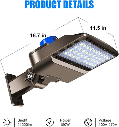 Juyace 150W LED Dusk to Dawn Flood Light, IP65 Waterproof Commercial Wall - Image 3