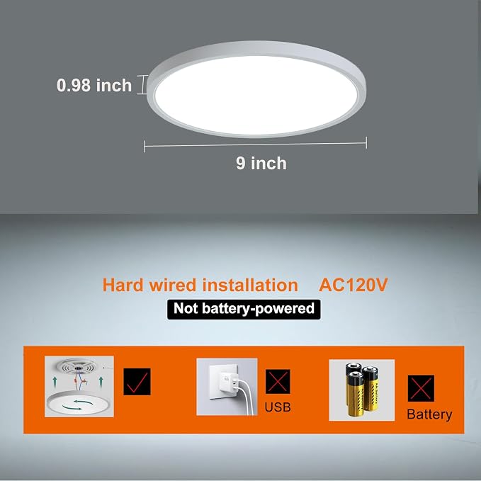 9 Inch Motion Sensor Light Indoor, Flush Mount Light Fixture, Motion Sensor - Image 2