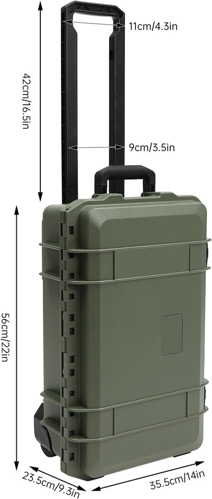22" Weatherproof Hard Case Rolling Waterproof Case Dry Box - Image 2