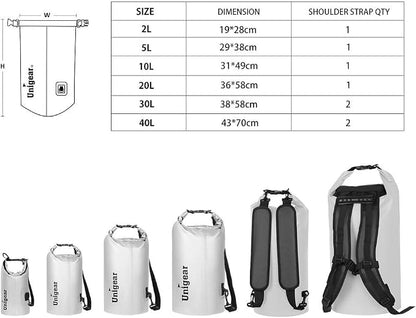 Unigear Dry Bag Waterproof, 2L/5L/10L/20L/30L/40L Floating and Lightweight Bags - Image 2