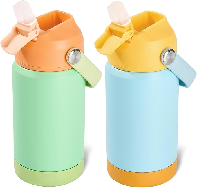 Kerilyn 12oz Kids Water Bottle 2 Pack, Stainless Steel Insulated Water Bottle by Kerilyn
