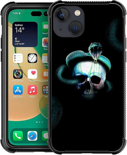 for iPhone 14 Plus Case, Skeleton Winding Snake Pattern Graphic Design Girl Boy by FKBRCL4U