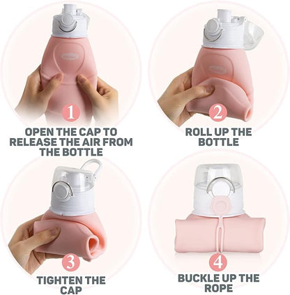 Kemier Collapsible Silicone Water Bottles-750ML, Medical Grade, BPA Free Travel - Image 5