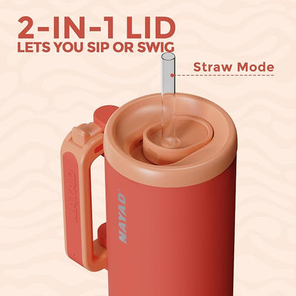 NAYAD 40oz Travel Tumbler with Handle and Straw|Cup Holder Friendly Insulated - Image 4