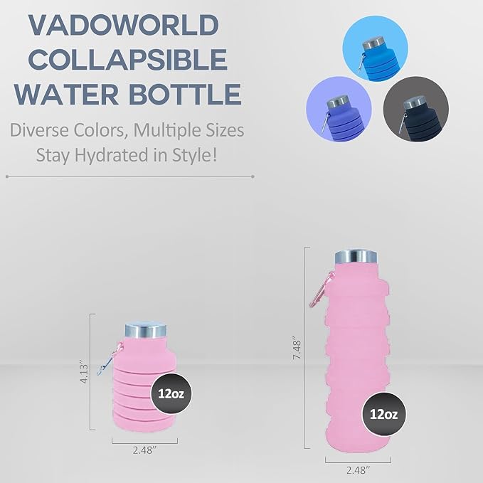 Collapsible Water Bottles 17oz, Odorless BPA-Free Silicone, Leak-Proof Foldable - Image 2