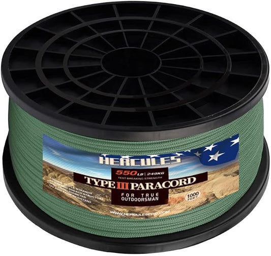 HERCULES Type III Paracord 550 Paracord Rope Parachute Cord, Survival Cord by HERCULES