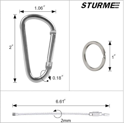 STURME 2" Aluminum D Ring Carabiners Clip D Shape Spring Loaded Gate Small - Image 2