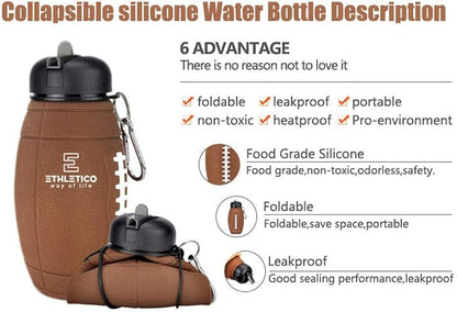 Clip-On Collapsible BPA-Free Silicone American Football Water Bottle - Image 7