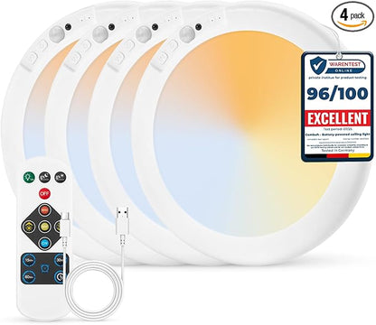 Combuh 4-Pack Battery Powered Motion Sensor Light, 7.48" IP44 Waterproof Shower by Combuh