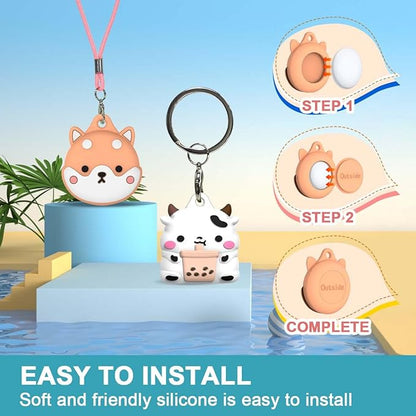 4-Pack Cute Case for AirTag 2/1 Necklace Design, Waterproof Air Tag Necklace - Image 6