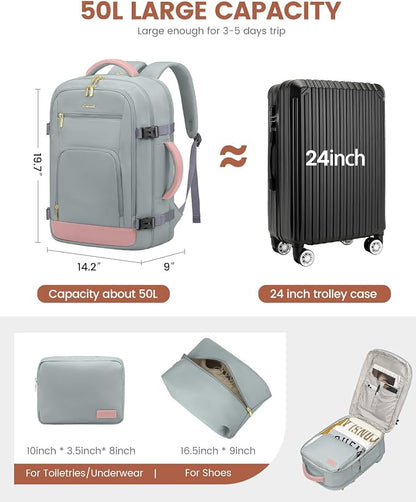 LOVEVOOK 50L Travel Backpack for Women Flight Approved, Carry on Backpack for - Image 2