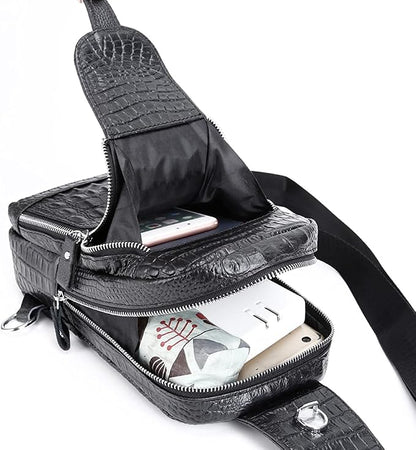 Hebetag Leather Sling Bag Crossbody Backpack - Image 6