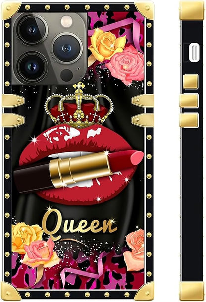 Compatible with iPhone 13 Pro Max Case, Queen Lip Crown Leopard Print Luxury - Image 3
