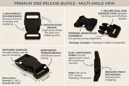 5/8" Black Plastic Side Release Buckle Curved Quick Release - Image 7