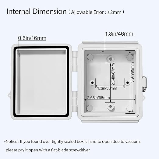 LeMotech Electrical Box, IP67 Waterproof Hinged Cover Stainless Steel Latch - Image 5