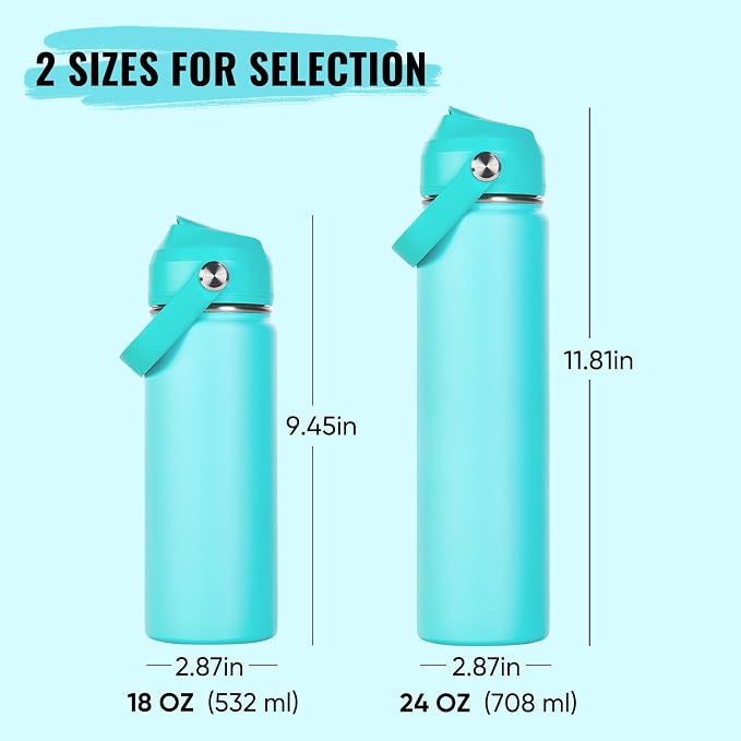 Fijinhom 18oz Insulated Stainless Steel Water Bottle, Wide Mouth Double Wall - Image 2