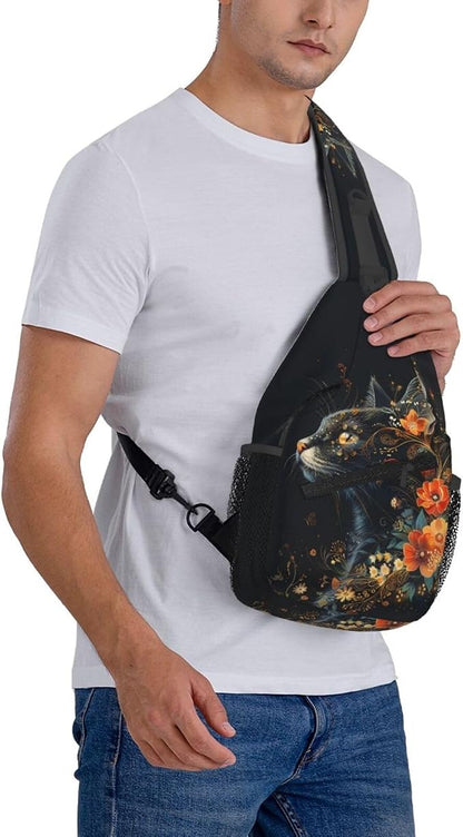 Black Cat Sling Bag For Women Men Halloween Backpack Crossbody Cat - Image 8