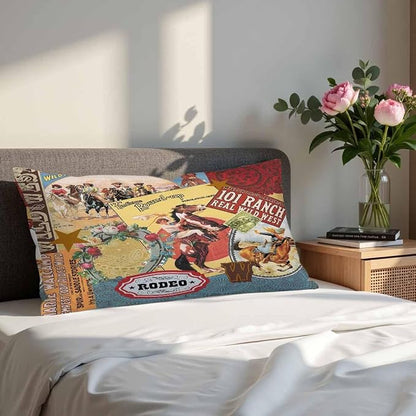 Cowgirls Wild West Pillow Covers 12 X 20 Far East Rodeo Round Up Win Ride Horse - Image 4