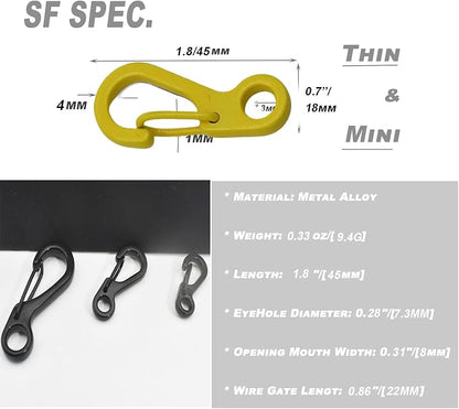Mini Carabiner Clips with Metal Spring Wiregate Hook and Little Eye Hole - Image 2