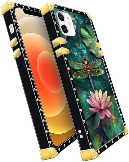 Compatible with iPhone 11 Case, Colourful Dragonfly Pink Lily Pads Luxury - Image 3